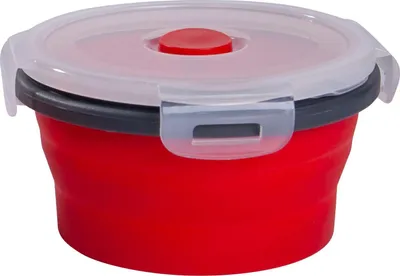 Produktbild von mixcover faltbare Frischhaltedose mit Deckel aus Silikon Bentobox Brotdose Lunchbox Picknick Camping Schüssel BPA-frei platzsparend 350 ml rot