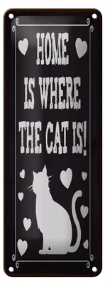 Produktbild von Blechschild Spruch 27x10 cm Home is where cat Schild