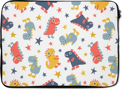 Produktbild von MuchoWow® Laptop Hülle 14 ZollMuster - Dino - Sterne - Jungen - Baby - Kinder - Kinder Laptoptasche - Laptoptasche - Stoßsicher - Schutzhaube