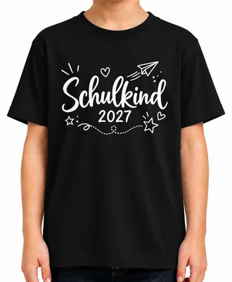 Produktbild von Schulkind 2027 Einschulung Mädchen Junge Erstklässler Schulanfang Kinder T-Shirt, Schwarz, 116
