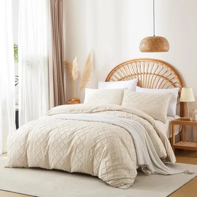 Produktbild von Bettwäsche Set 155x220 cm Beige Kariert Mikrofaser 2-teilig mit Reißverschluss