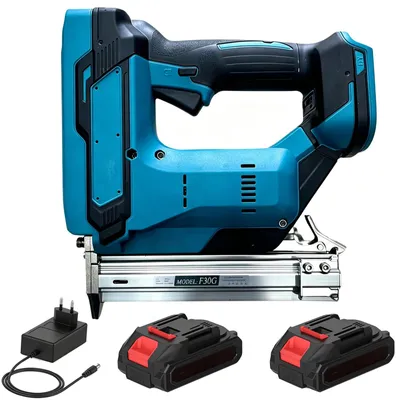 Image de Cloueuse sans fil F30 - Cloueuse électrique sans balais - Sans fil - Pour les travaux sur bois et le bricolage - Portable - Kit comprenant 2 batteries