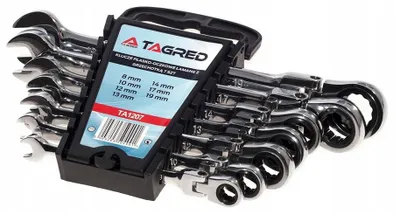 Produktbild von Tagred Gelenk-Ring-Maulschlüsselsatz mit Ratsche 8-19mm 7-tlg.