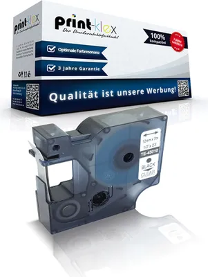 Produktbild von Kompatibles Schriftband für Dymo D1 45010 Labelwriter 400 Duo Dymo 1000 1000Plus 2000 3500 5500 Labelmaker4500 Pocket S0720500 12mm Bechriftungs Etiketten BK-Klar - Color Pro Serie