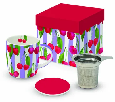 Produktbild von PPD Cherry & Stripes T-Mug, in Geschenkbox, Teebecher, Tasse, New Bone China, 350 ml, 165803289