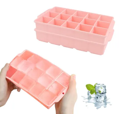 Obrázek produktu pro Forma na ledové kostky silikonová - 30 kostek - 3,5 x 3,5 x 3,5 cm - S víčkem - Bez BPA