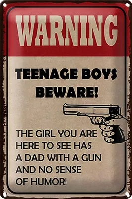 Produktbild von Blechschild Spruch 20x30cm warning teenage boys
