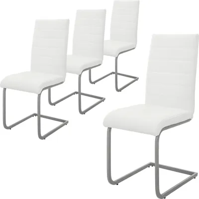 Obrázok produktu pre ML-Design sada 4 jedálenských stoličiek s operadlom, biela, z imitácie kože