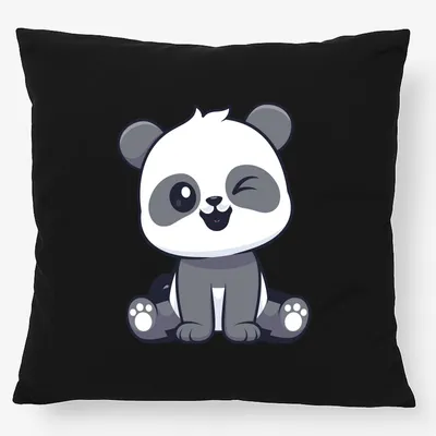 Produktbild von Huuraa Kissen Panda Comic 40x40cm mit Füllung Black Baumwolle Dekokissen Geschenkidee