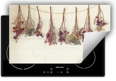 Produktbild von DarHaus Herdabdeckplatte 90x52 cm Anti Rutsch Matte Aufrollbar, Kräuter