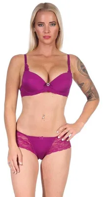 Produktbild von Push-up-BH mit Panty Set, Violett 75 Cup C