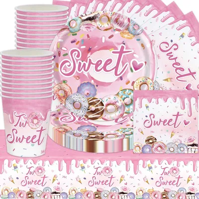 Imagen del producto de Omgoods - Set de 61 piezas para fiestas temáticas de donuts, ideal para fiestas infantiles