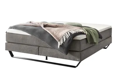 Produktbild von HASENA Raumspar Boxspringbett Julieta grey Fußkufe schwarz 200x200 : Topper - Glamour Top (soft)