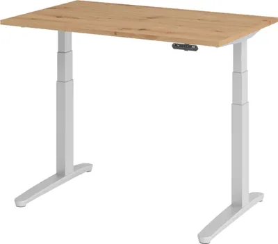 Produktbild von bümö Schreibtisch elektrisch XBHM - Gestell: Silber, Nachbildung: Asteiche, Größe:  120 x 80 cm