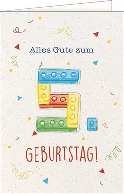 Produktbild von 5. Geburtstag - Glückwunschkarte mit Umschlag - Lego Bausteine
