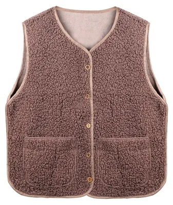 Produktbild von Damen Sherpa Weste, lässig, warm, flauschig, Fleecejacke mit Taschen