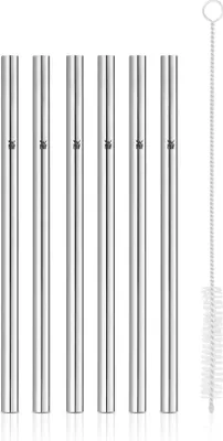 Image de WMF Baric Trinkhalm-Set Cromargan®, 18 cm, 6-teilig plus mit Reinigungsbürste 3201019417 4000530716101