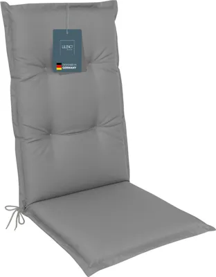 Produktbild von LILENO HOME Gartenstuhl Auflagen als [1er Set - Hochlehner] in Uni Grau - bequeme Liegen als Sitzauflagen für Gartenmöbel - Stuhlkissen für Gartenstühle und Klappstühle