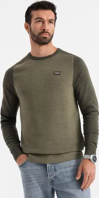 Obrázek produktu pro Ombre Clothing Pánský klasický svetr Premtor olivová XL