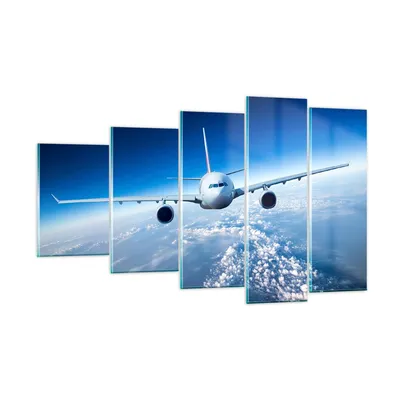 Produktbild von Bilder auf glas - Flugzeug himmel wolken flug - 100x60cm - Glasbilder - Wandbilder - Kunstdruck - zum Aufhängen bereit - Wanddekoration aus Glas - Glas Bilder - Wandbild auf Glas - GEG100x60-2723