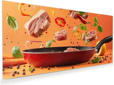 Produktbild von Glasbild 110x55cm in XXL für Wohnzimmer, Schlafzimmer Motiv Frische Kochzutaten