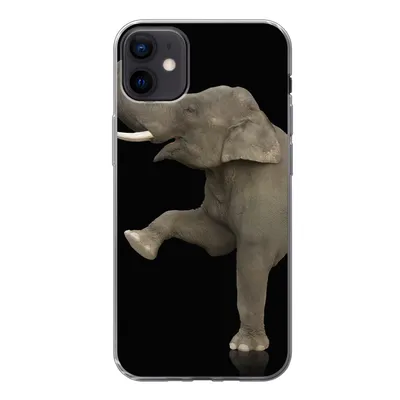 Produktbild von MuchoWow® Handyhülle Schutzhülle Hülle für iPhone 12 mini Elefant - Tiere - Schwarz - Porträt Silikon Softcase Handy Hülle - Bild