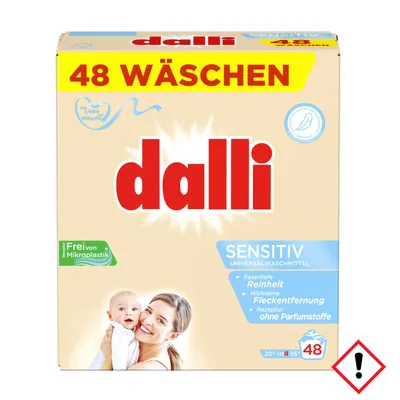 Produktbild von dalli sensitiv Vollwaschmittel-Pulver I Weiße Wäsche | 48 Waschladungen