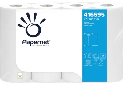 Produktbild von Küchenrolle 416595 26x22cm 2-lagig weiß 4 Stück Packung mit 8 Stück
