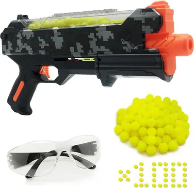 Produktbild von 100 Schuss Blasterpistole mit Schutzbrille für Jungen und Mädchen, kompatibel mit Nerf Hyper Rounds Darts, einfaches Nachladen