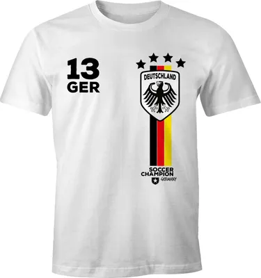 Produktbild von Herren T-Shirt Fanshirt Deutschland Trikot EM WM Fußball Germany MoonWorks® weiß M