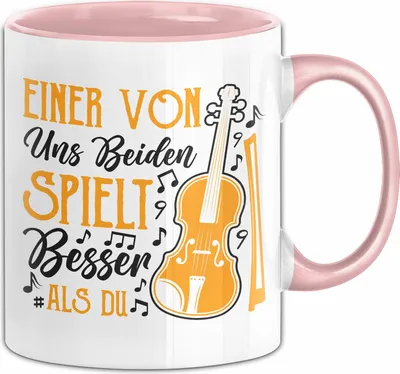 Produktbild von Bass Tasse Geschenk Spruch Für Schlagzeug-Spieler Einer Von Uns Beiden Spielt Besser Als Du Becher (Rosa)