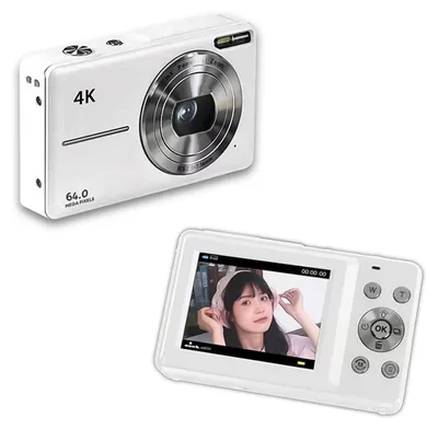 Zdjęcie produktu dla Aparat cyfrowy 4K/30 kl./s, wideo 64 MP, ekran 2,4 cala, 18-krotny zoom, wbudowany akumulator – dla nastolatków, studentów i przyjaciół