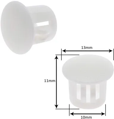 Gatstecker 100 Stück - Weiß Kunststoff - Durchmesser 10 mm - Höhe 11 mm - Geeignet für Lochdurchmesser 10-10,5 mm - Einfach
