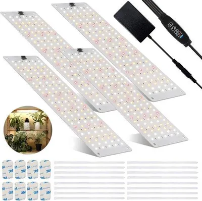 Imagen del producto de Lámpara LED de 4 cabezales con temporizador y 10 niveles de intensidad: lámpara de crecimiento de espectro completo para uso en interiores