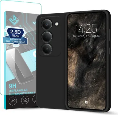 Produktbild von Hülle für Xiaomi Redmi 15 / 15 5G mit 9H Displayglas Displayschutz Case Cover Bumper Smartphone Softgrip Schutzhülle Farbe: Schwarz