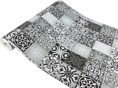 Produktbild von Klebefolie Möbel 45x240 cm - Fliesen Schwarzweiß - Selbstklebende Möbelfolie in Deko-Stil - Folie für Möbel ideal zum Renovieren von Schränken, Türen und Arbeitsplatten