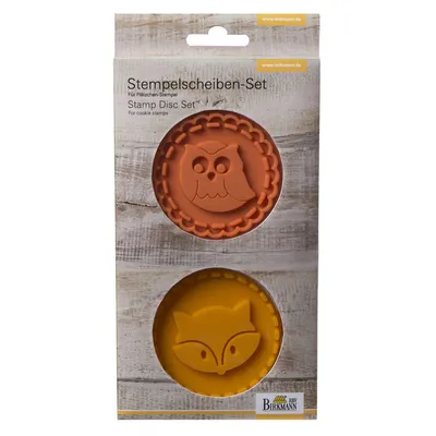 Produktbild von Birkmann Keksstempelscheiben Eule & Fuchs Ø7 cm Silikon