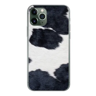 Produktbild von MuchoWow® Handyhülle Schutzhülle Hülle für iPhone 11 Pro Bild einer schwarzen und weißen Kuhhaut Silikon Softcase Handy Hülle - Handy