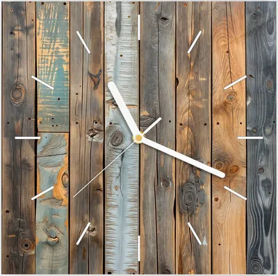 Produktbild von Wanduhr aus Glas mit Motiv Holzwandpaneele- 30 x 30 cm - inkl. Aufhängesystem