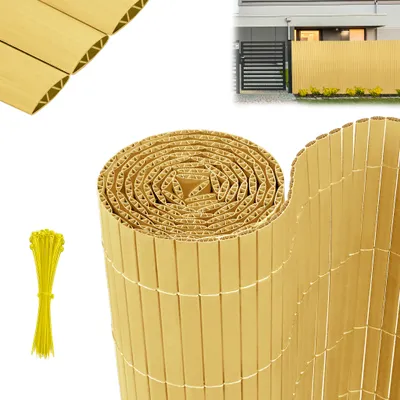 Obrázek produktu pro LARS360 PVC zástěna na ochranu soukromí výztuž W-konstrukce zástěna na ochranu soukromí větrná zástěna na balkón zástěna na ochranu soukromí s kabelovými vazbami, 80 x 300 cm, bambusová