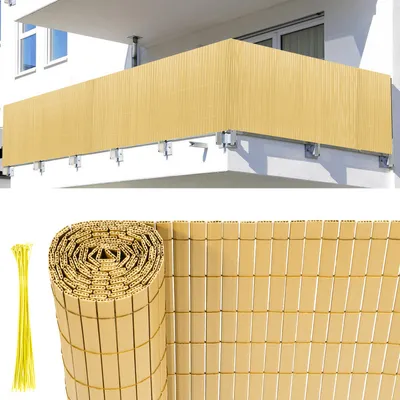 Produktbild von Jopassy PVC Sichtschutzmatte UV-Schutz Sichtschutzzaun Balkon Terrasse Windschutz Sichtschutz Outdoor Balkonverkleidung Wetterfest für Balkon Garten Markise Zaun Terrasse Bambus 140x1000cm