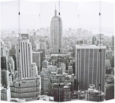 Obrázok produktu pre Skladací paraván 228x170 cm, potlač New Yorku, čierno-biely