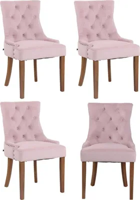 Produktbild von Set mit 4 Samt-Esszimmerstühlen – Küchenstühle – elegantes Design