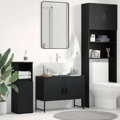 Produktbild von Möbel Waschbeckenschrank Schwarz Eichen-Optik 80 x 30 x 60 cm - Badspiegel &59009