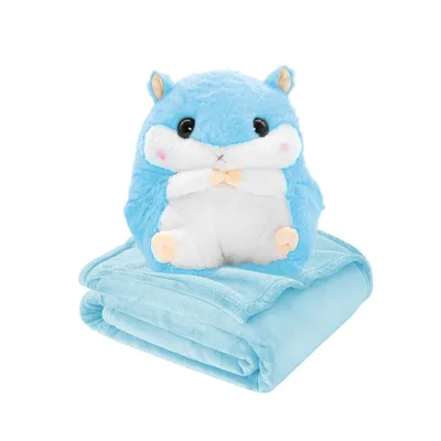 Produktbild von Trusty großes 3-in-1 Kuscheltier-Kissen mit Decke 35cm Blau TR-K15