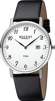 Obrázok produktu pre Regent kožené pánske náramkové hodinky quartz čierny kožený remienok D2URF1451