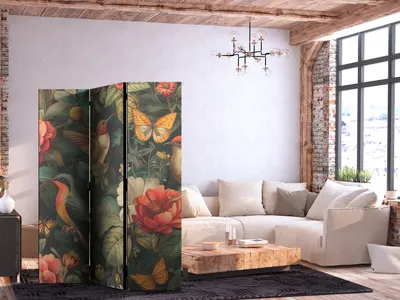 Obrázok produktu pre Jednostranný paraván Kvety 135x172 cm 3-dielny sivý