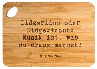 Produktbild von Mr. & Mrs. Panda Brett Spruch Didgeridoo Musik - Transparent - Geschenk, Küchenbrett, Frühstücksbrett, Australien, Blasinstrument, Musiker, Lernen, Hackbrett, Holzbrett
