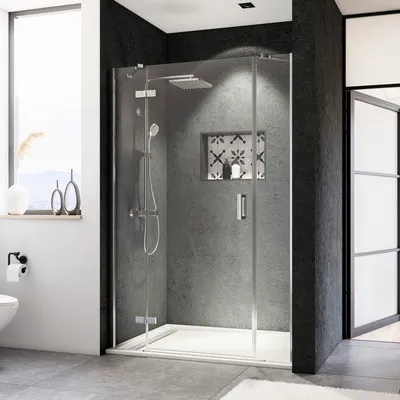 Produktbild von Drehtür für Nische Breuer Panorama 180 cm Anschlag links Nachbildung Intima Profilfarbe chrom