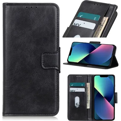 Produktbild von Mobigear Classy Klapphülle für iPhone 14 Plus - 2 Kartenfächer mit Standfunktion Kunstleder Schwarz